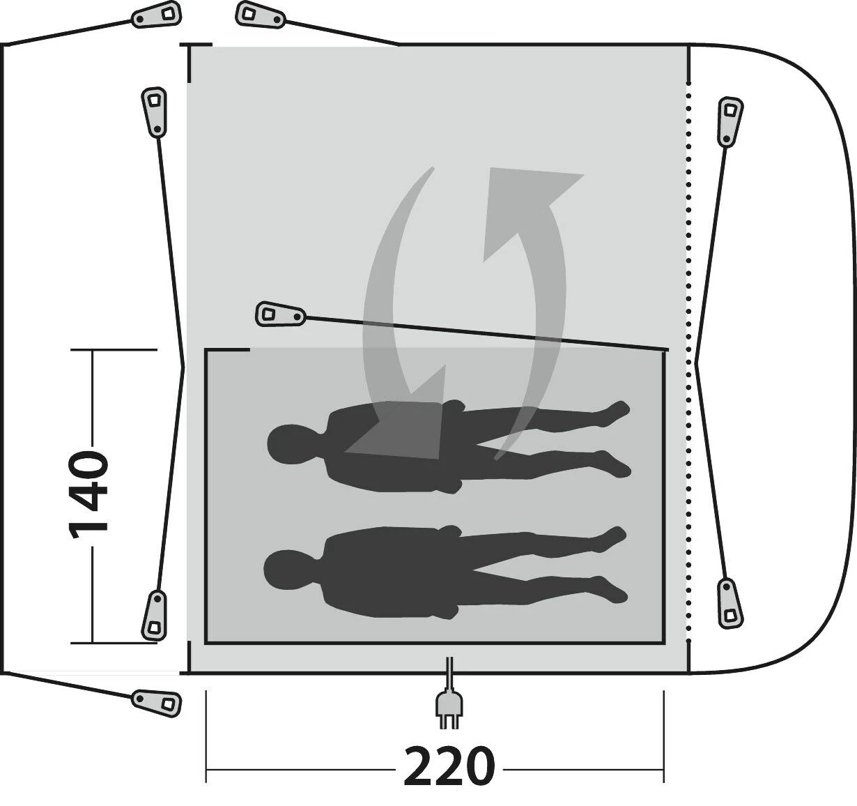 Outwell Newburg 240 Inner Tent Outwell Newburg 240 Inner Tent -Outdoor Camping Store 111174 inner newburg 240 drawing floorplan2