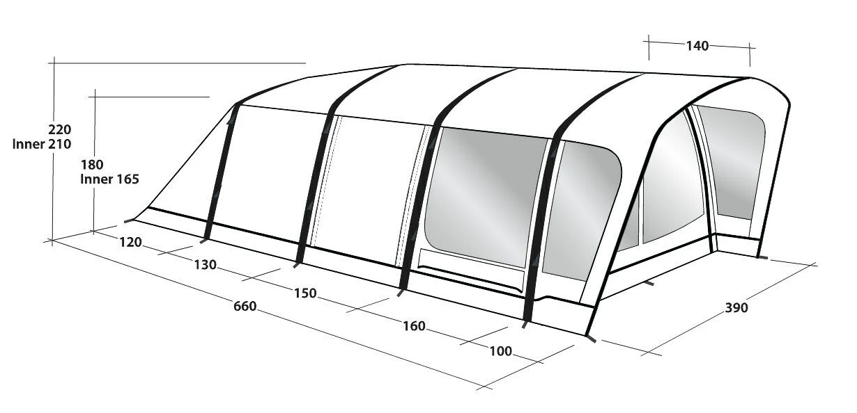 Outwell Hayward Lake 6ATC Tent (2023) Outwell Hayward Lake 6ATC Tent (2023) -Outdoor Camping Store 111197 hayward lake 6atc drawing perspective2
