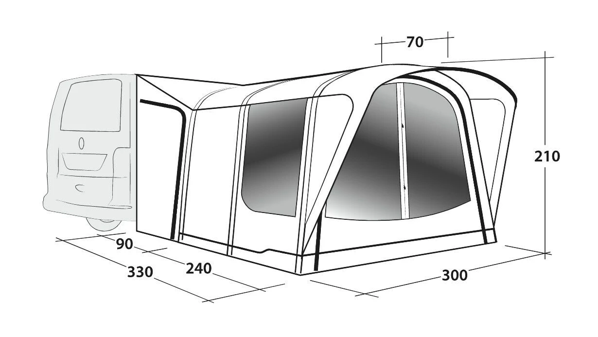 Outwell Newburg 240 Air Low Drive Away Awning Outwell Newburg 240 Air Low Drive Away Awning -Outdoor Camping Store 111245 newburg 240 air drawing perspective2