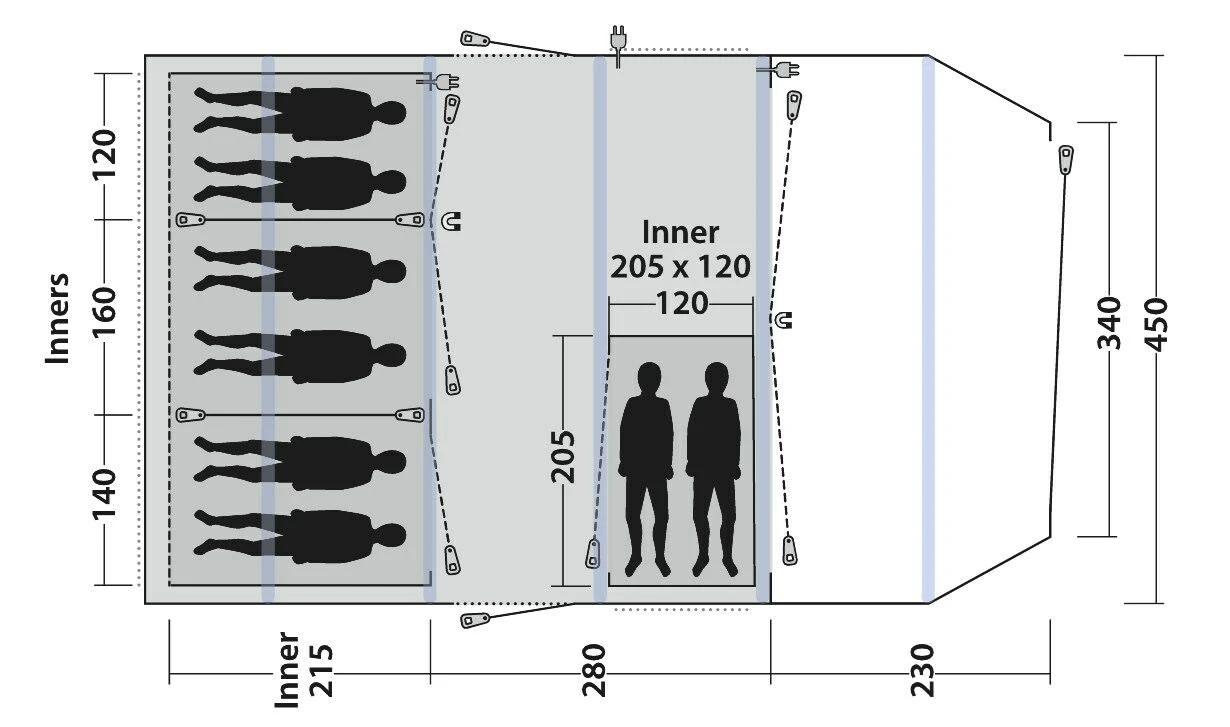 Outwell Queensdale 8PA Tent (2023) Outwell Queensdale 8PA Tent (2023) -Outdoor Camping Store 111270 queensdale 8pa drawing floorplan3
