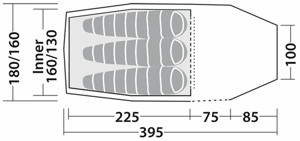 Robens Voyager 3EX Tent (2022) Robens Voyager 3EX Tent (2022) -Outdoor Camping Store 130264 voyager 3ex drawing floorplan3