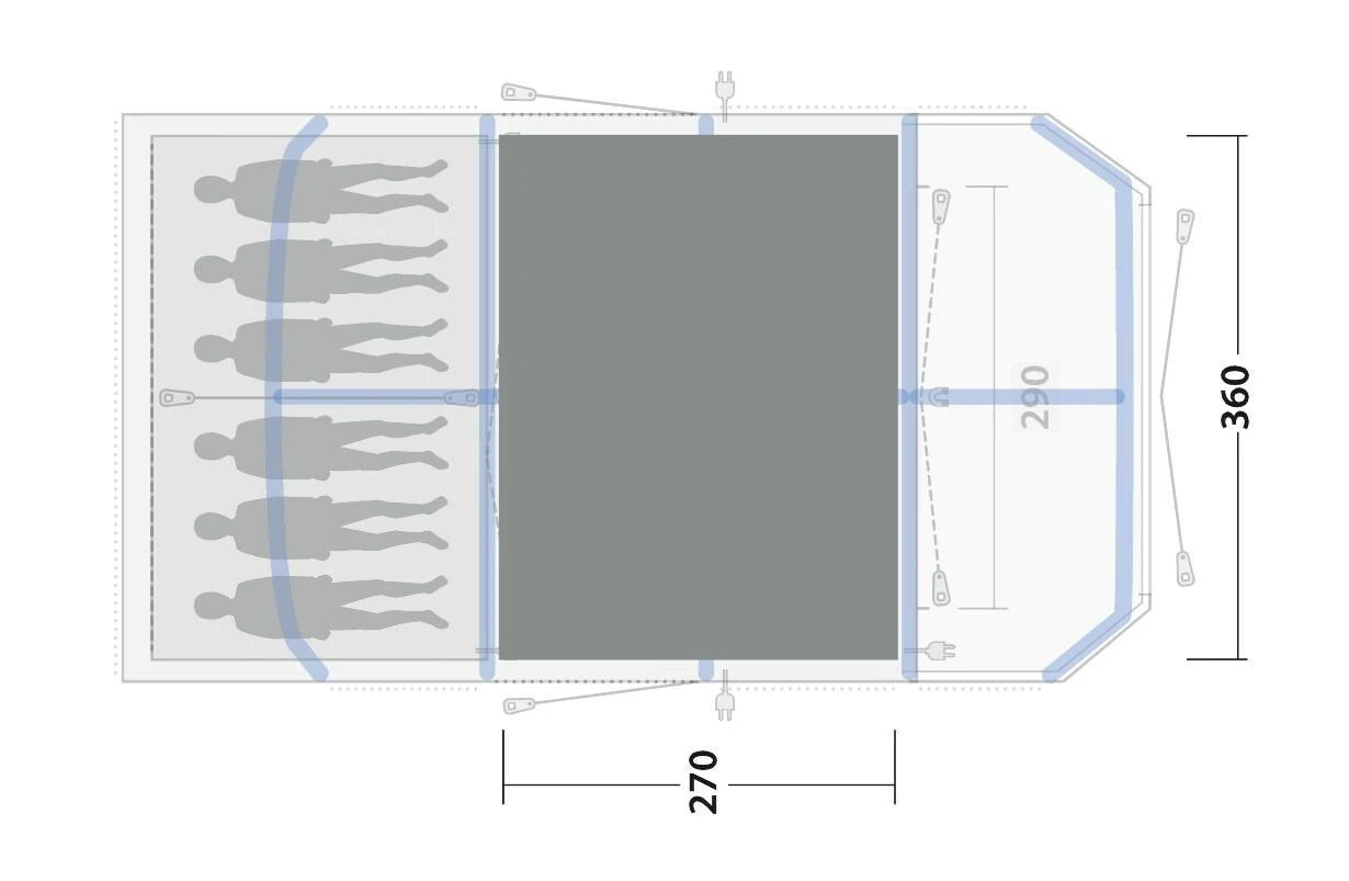 Outwell Forestville 6SA Flat Woven Carpet Outwell Forestville 6SA Flat Woven Carpet -Outdoor Camping Store 170953 flat woven carpet forestville 6sa drawing floorplan2