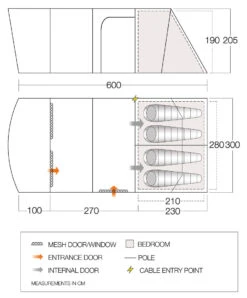Vango Aether Poled 450XL Tent (2022) -Outdoor Camping Store aether 450xl floorplan low