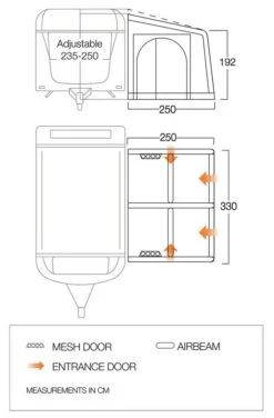 Vango Airbeam Vango Balletto Air 330 Elements ProShield Caravan Awning (2023) -Outdoor Camping Store balletto 330 floorplan
