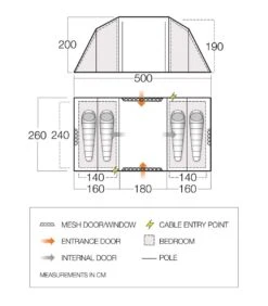 Vango Castlewood 400 Poled Tent Package (2023) -Outdoor Camping Store floorplan castlewood 400