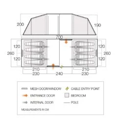 Vango Castlewood 800XL Poled Tent Package (2023) -Outdoor Camping Store floorplan castlewood 800xl