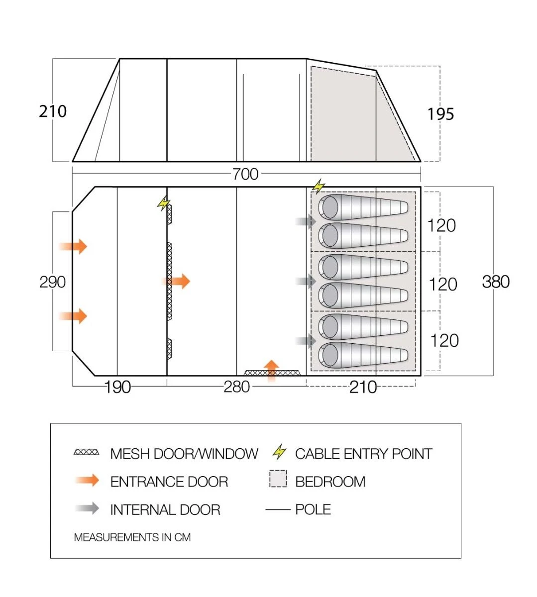 Vango Lismore TC 600XL Poled Tent Package (2023) Vango Lismore TC 600XL Poled Tent Package (2023) -Outdoor Camping Store floorplan