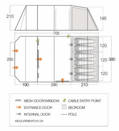 Vango Joro Poled 600XL Tent (2022) -Outdoor Camping Store joro 600xl floorplan low
