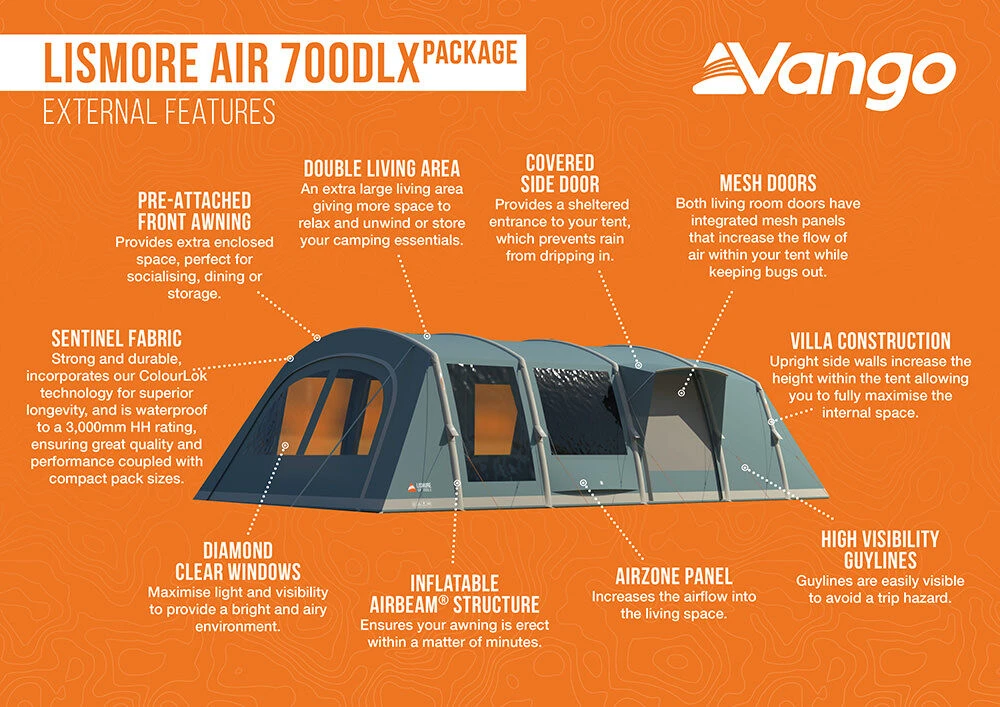 Vango Lismore Air 700DLX Tent Package (2023) Vango Airbeam Vango Lismore Air 700DLX Tent Package (2023) -Outdoor Camping Store