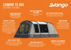 Vango Lismore TC 450 Poled Tent Package (2023) -Outdoor Camping Store lismore tc 450 infographic