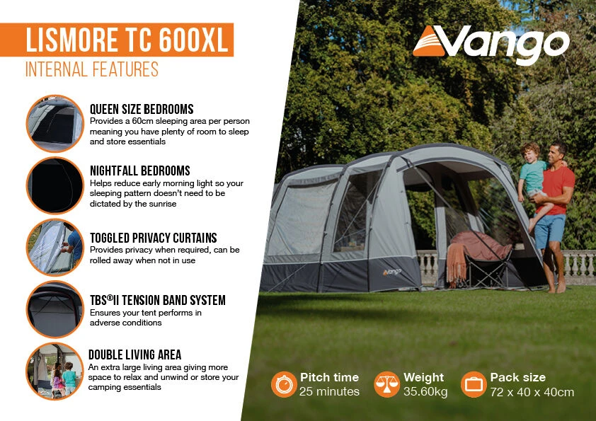 Vango Lismore TC 600XL Poled Tent Package (2023) Vango Lismore TC 600XL Poled Tent Package (2023) -Outdoor Camping Store