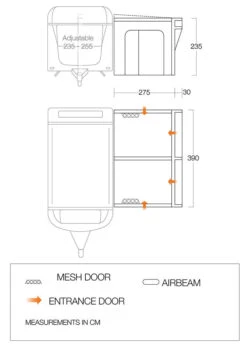 Vango Airbeam Vango Riviera Air 390 Elements ProShield Caravan Awning (2023) -Outdoor Camping Store riviera 390 floorplan v2 low copy