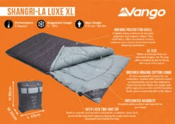 Vango Shangri-La Luxe XL Sleeping Bag (2023) 6 Vango Shangri-La Luxe XL Sleeping Bag (2023) -Outdoor Camping Store shangri la luxe xl infographic 1