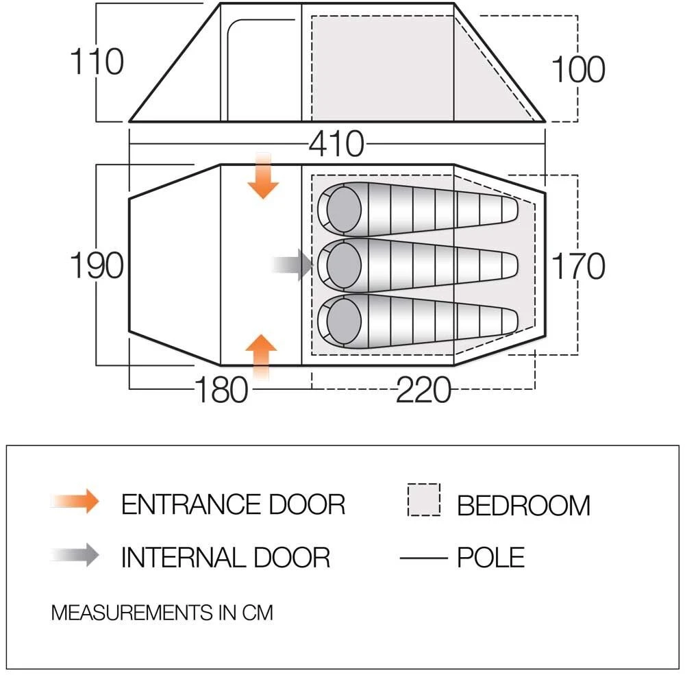 Vango Scafell 300+ Tent (2023) Vango Scafell 300+ Tent (2023) -Outdoor Camping Store vango 2020 tents floorplan scafell 300 3